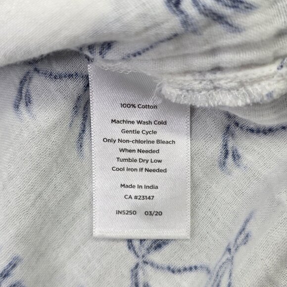 Talbots Tunic Shirt Womens M White Blue Palm Print Pockets Coverup Tropical - Picture 11 of 11